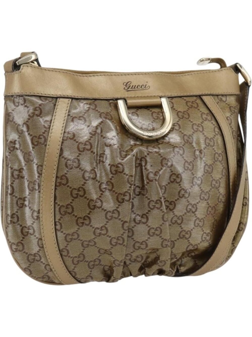 GUCCI GG Crystal Shoulder Bag Coated Canvas Gold 203257